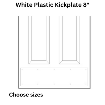Brass Accents White Plastic Kickplate 8" - Choose Size